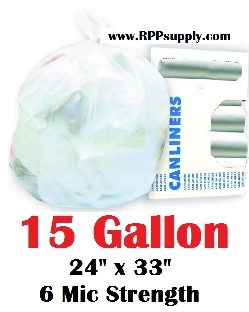 FREE SHIPPING! 10 Gallon Garbage Bags 10 Gallon Trash Bags 10 GAL Can  Liners 24 6 Micron Clear