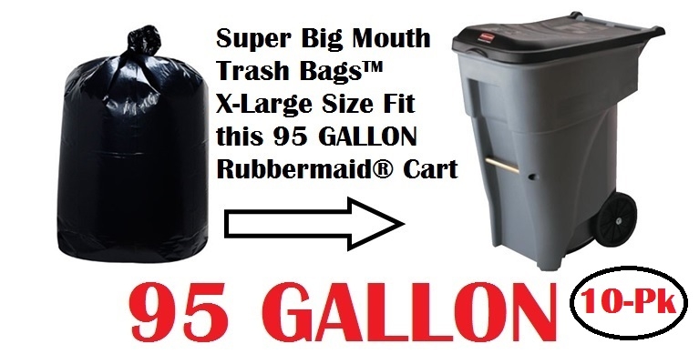 95 Gallon Trash Bags Super Big Mouth Large Industrial 95 GAL Garbage Bags  Can Liners